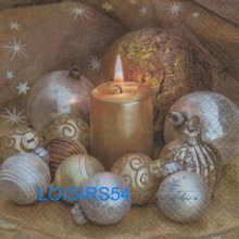 Serviette papier boules de Noël or - 33 cm x 33 cm